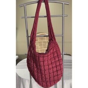 Urban Fit By Urban Express Cranberry Puffer Boho Carry All Quilted Purse Bag